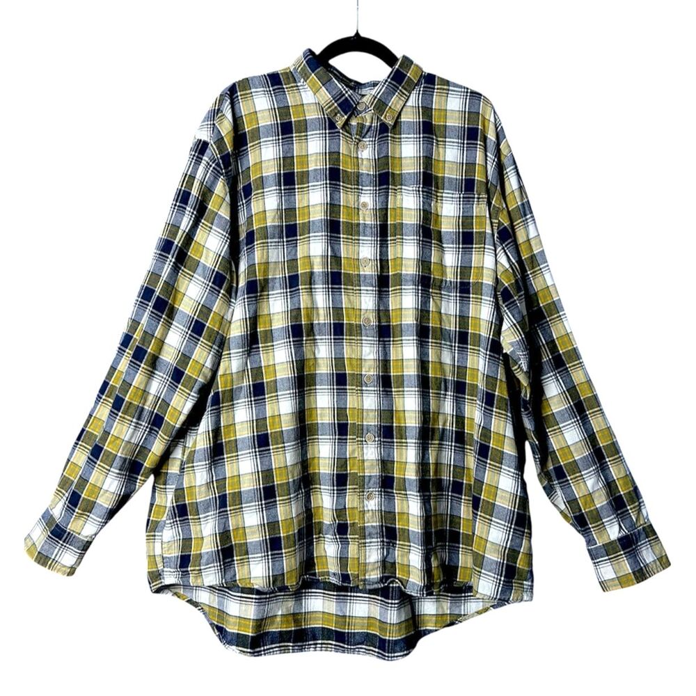 Cabela's Mens Plaid Cotton Long Sleeve Shirt Sz 2XL Tall Everyday Casual Classic